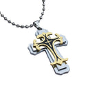 Necklace For Men 2024 New Titanium Steel Three-layer Cross Pendant Ball Chain Fresh Sweet Fashion Necklace