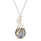 Labradorite Rainbow Moonstone Gemstone Pendant Copper Wire Wrapped Labradorite Jewelry Labradorite Necklace With Chain