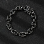 Iced Out Coffee Bean Cuban Link Chain Bracelet 12mm — Two-Tone
