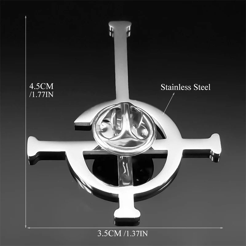 Cross Ghost Steel Pendant Band Brooch Ghoul Nameless