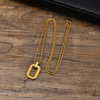 Hollow Geometric Square Pendant — Stainless