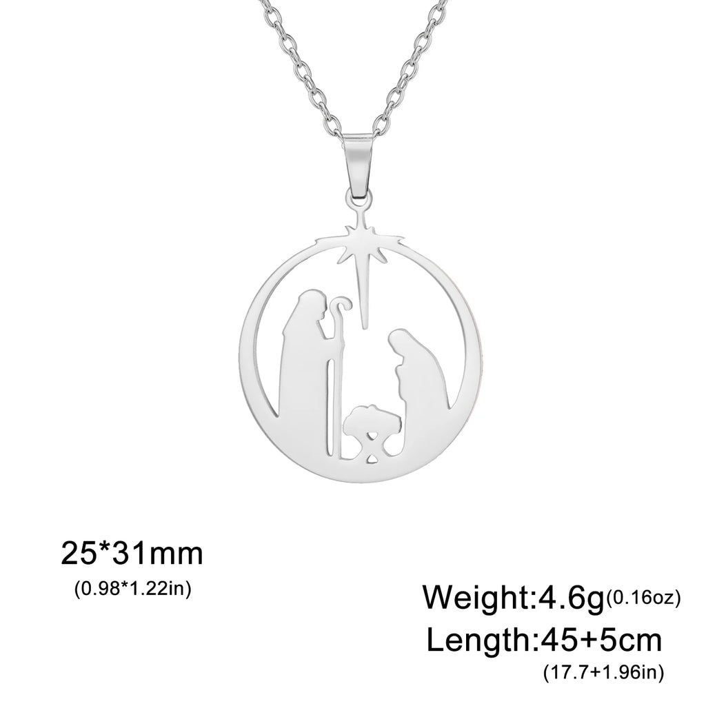 Angel Star Prayer Talisman Pendant Necklace — Stainless Steel