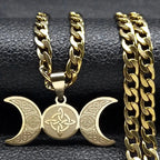 Celtic Moon Pendant Necklace — Stainless Steel