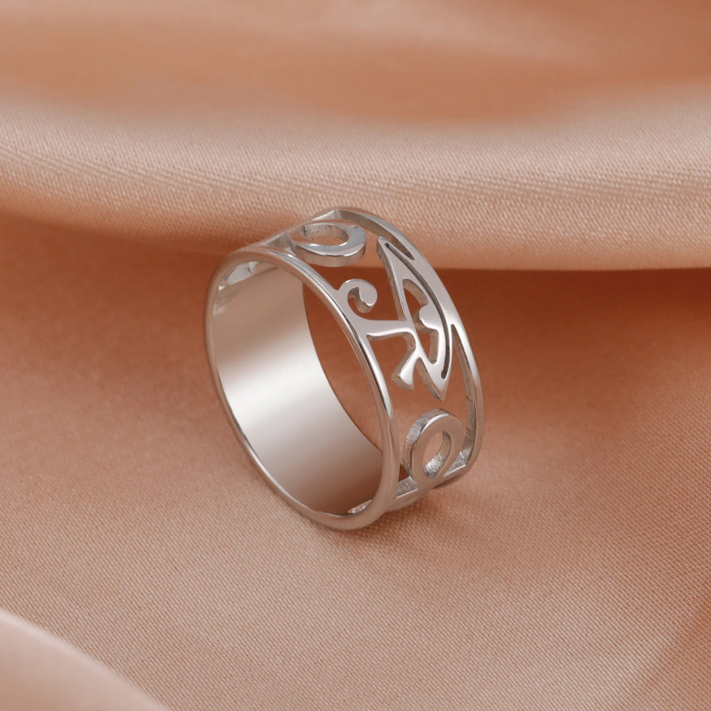 LIKGREAT Ancient Egypt Eye Of Horus Ring Stainless Steel Hollow Ra Udjat Finger Rings Accessories Ankh Cross For Women