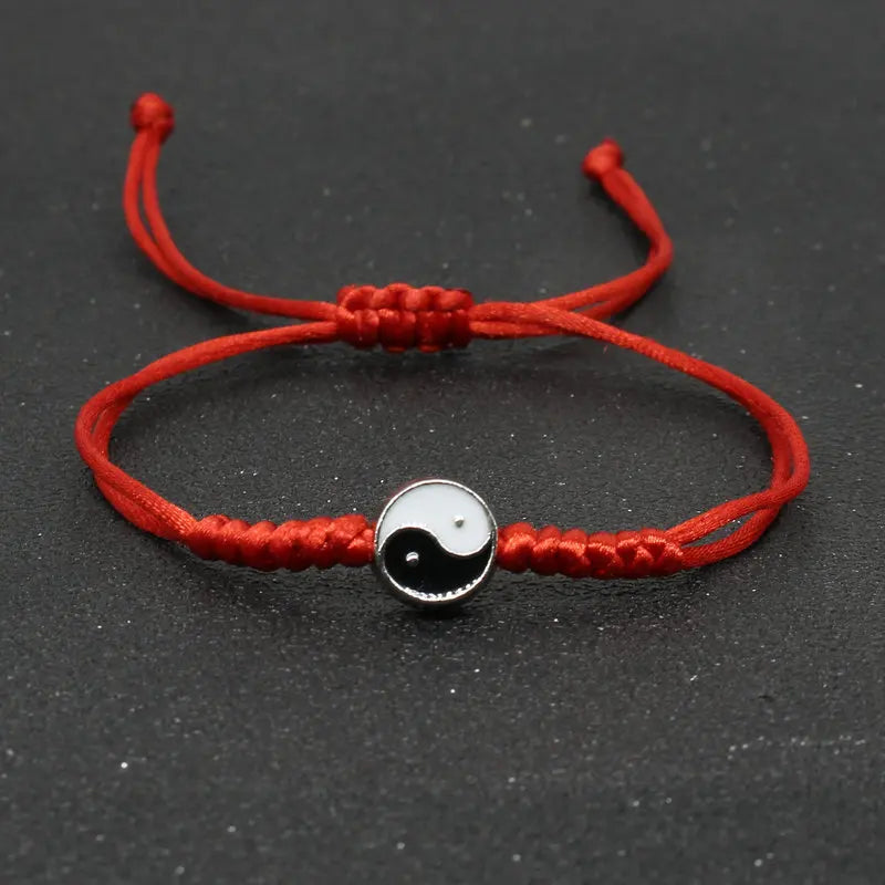 Yin Yang Braided String Bracelet — Adjustable, Multiple Colors