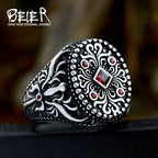 BEIER Antiqued Northern Europe Viking 316L Stainless Steel Setting stones Ring Gothic Pattern Jewelry  Factory price