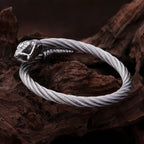 Vintage Nordic Viking Stainless Steel Snake Head Bracelet For Men Boys Rock Hip Hop Animal Bracelets Punk Charm Fashion