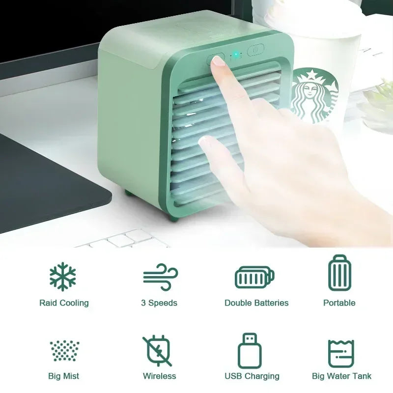 Portable Air Conditioner Fan USB Desktop Fan Rechargeable Mini Air Humidifier Cooler Table Cooling Mist Fan for Office