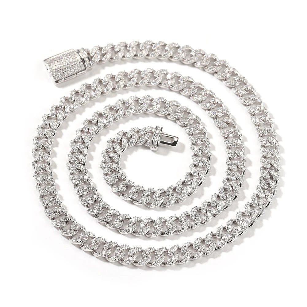 Uwin S925 Moissanite 6mm Cuban Chain Miami Sterling Silver Necklace for Women Bracelets Diamond Tester High Quality
