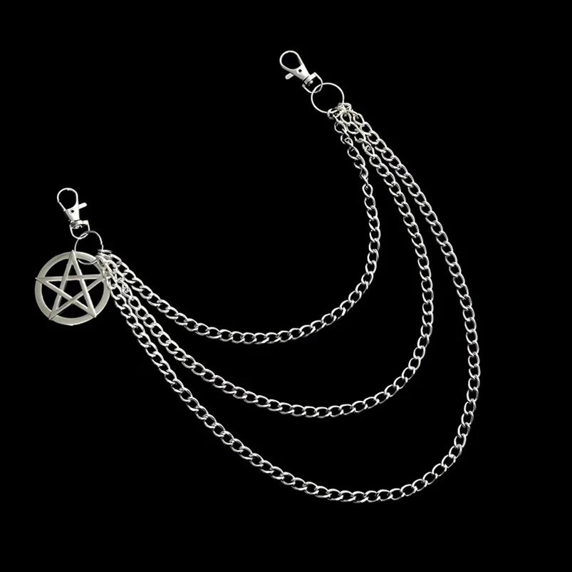Gothic Pentagram Biker Jean Pants Chain Keychain