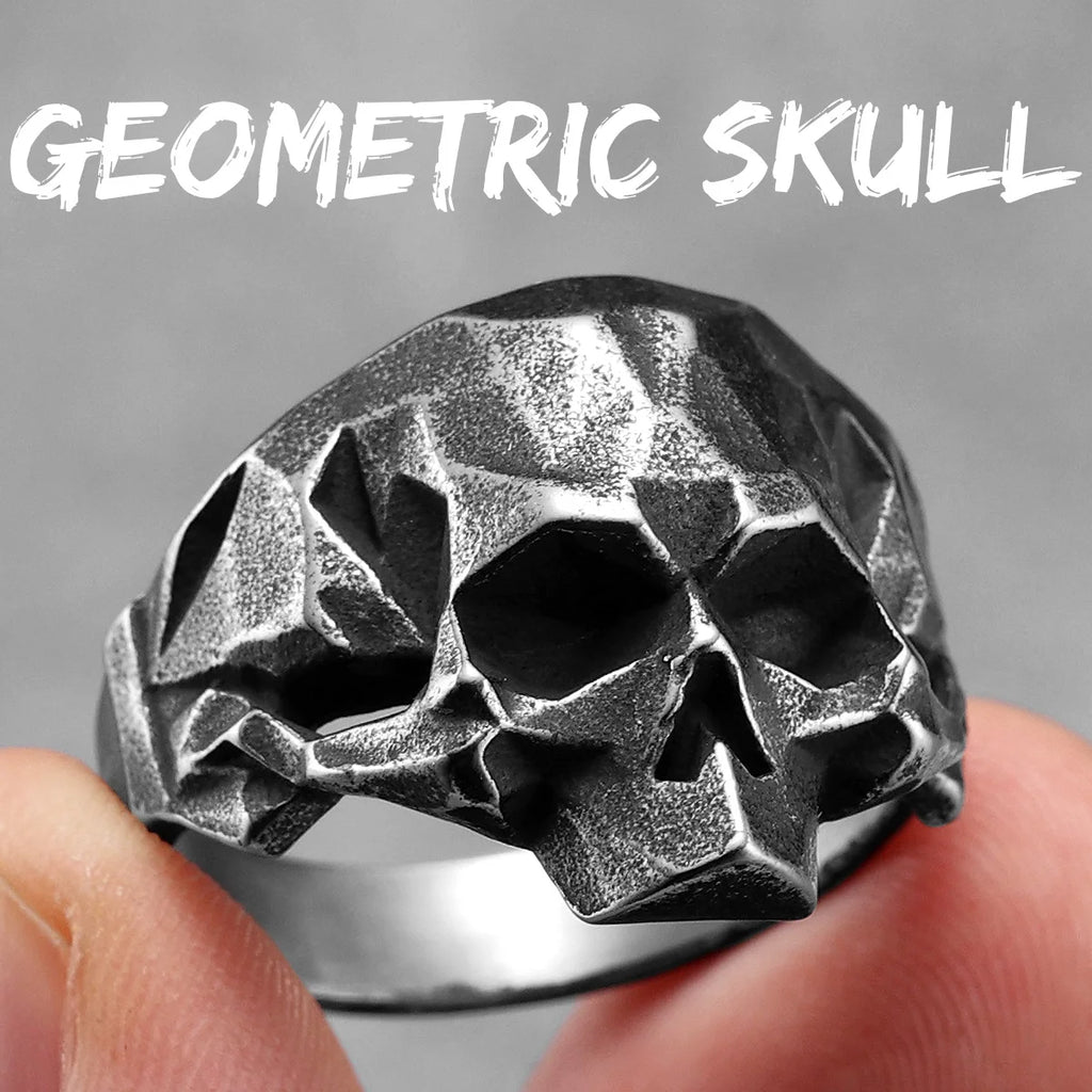 Geometric Skull Ring — Stainless Steel