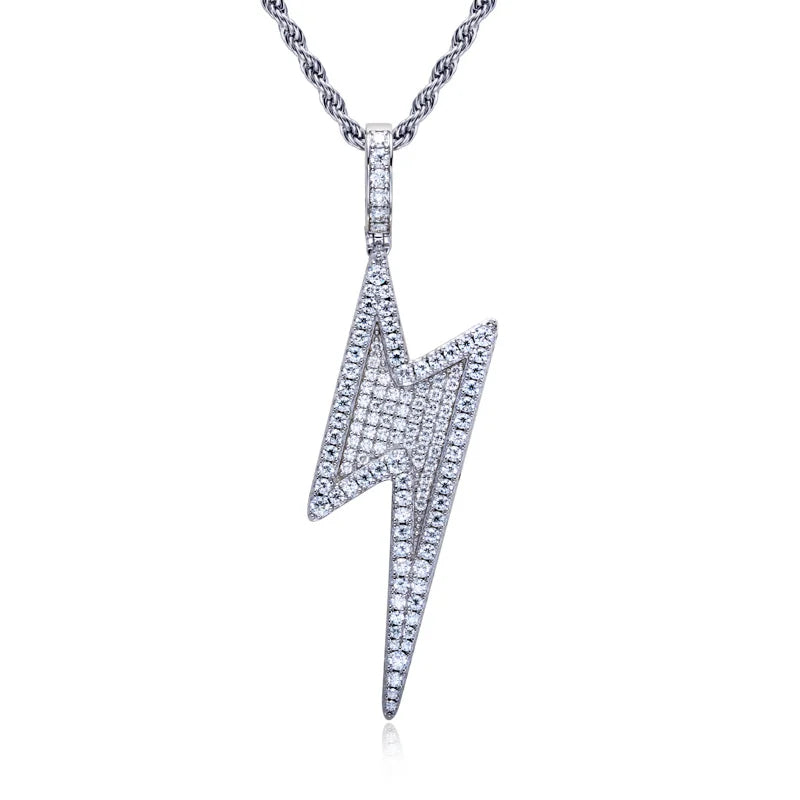 Iced Out Lightning Pendant — 925 Silver