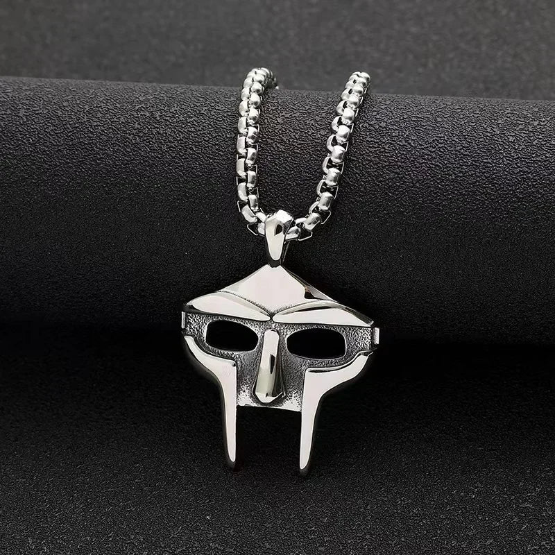 Vintage Creative MF DOOM Mask Pendant for Men Hip Hop 316L Stainless Steel Skull Mask Necklace Party Jewelry Gift