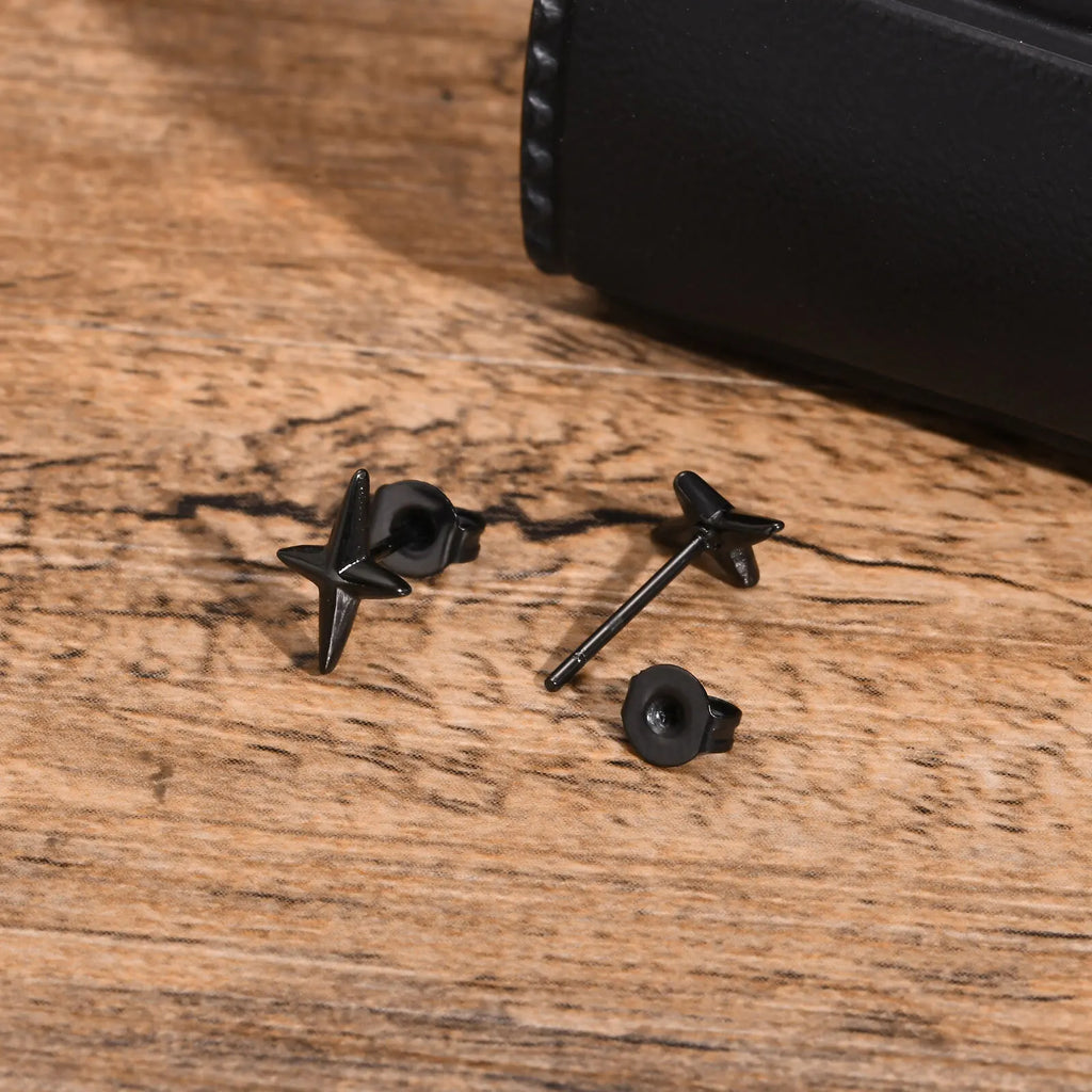 Black Star Stud Earrings — Stainless Steel
