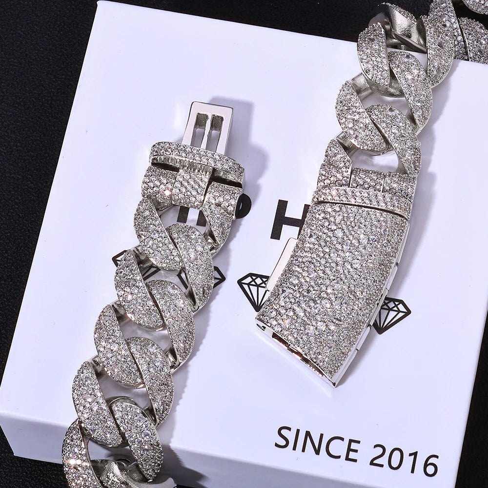 Iced Out Cuban Chain Necklace Stainless Steel 22MM