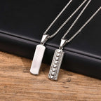 Vertical Bar Necklaces for Men Boys,Zircon Embossed Stainless Steel Pendant Necklaces,Stylish Trendy Jewelry Gifts