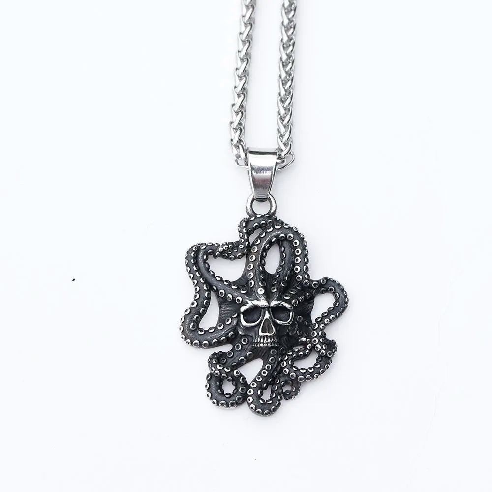New Stainless Steel retro fashion skull squid animal Pendant Necklace Dropshipping gift free shipping