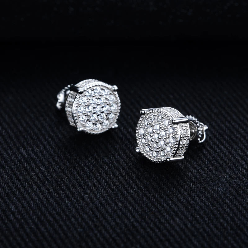 Iced Out Stud Earrings — 925 Silver