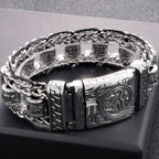 Religious Man Bracelet Stainless Steel 22MM Width Buddhist Scriptures Link Men's Bracelets Leather Wristband On Hand