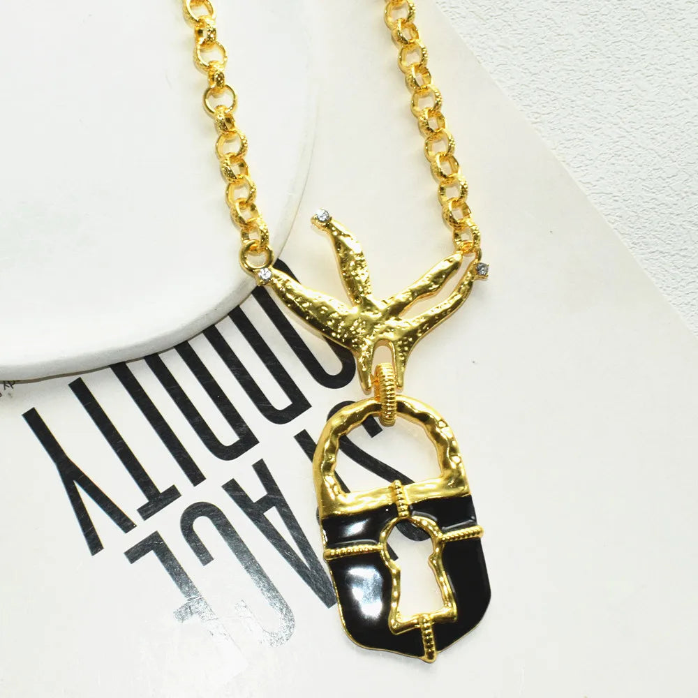 1PC Metal Alloy Pigeon Lock Pendant Necklace For Women Jewelry Fashion Sweater Chain Necklace Accessories