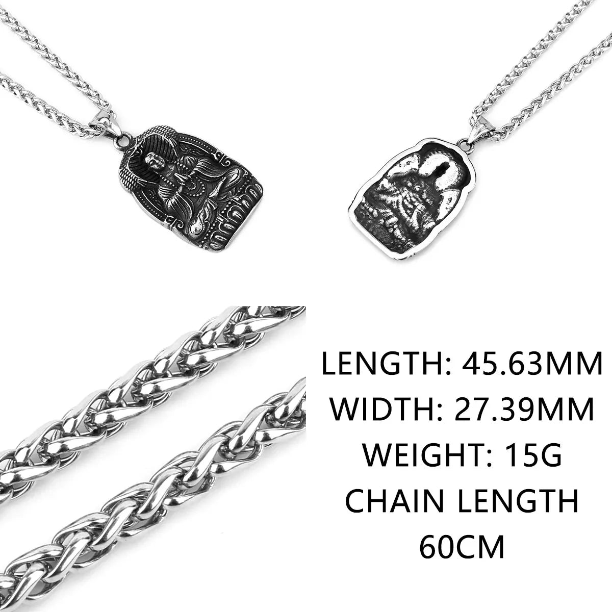 Stainless Steel Bodhisatva Buddha Necklace Men Women Fashion Retro Amulet Pendant Necklace High Quality Charm Jewelry Wholesale