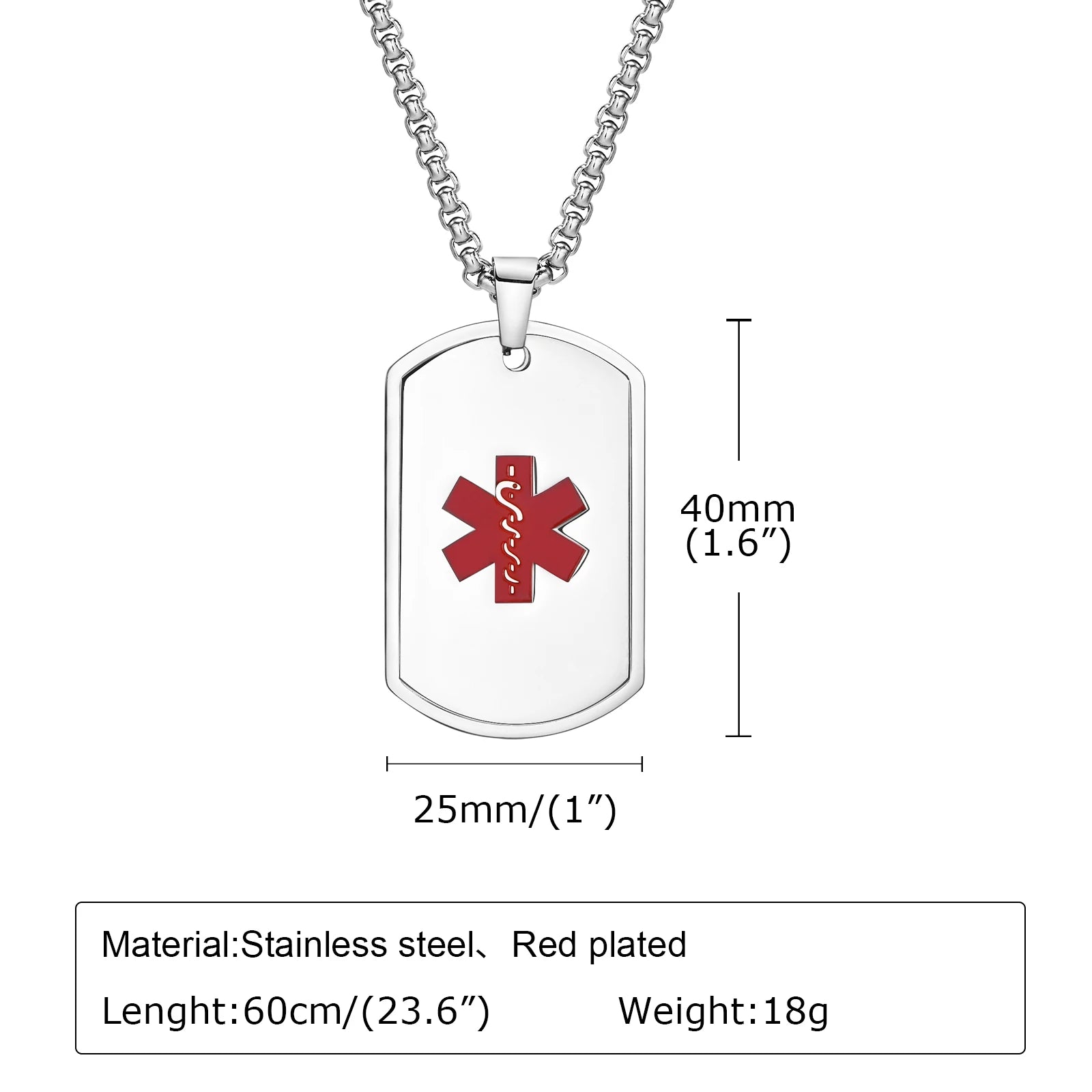 Mprainbow Mens Medical Alert ID Necklaces,Waterproof Stainless Steel Dog Tag Pendant Collar,Father Day Birthday Party