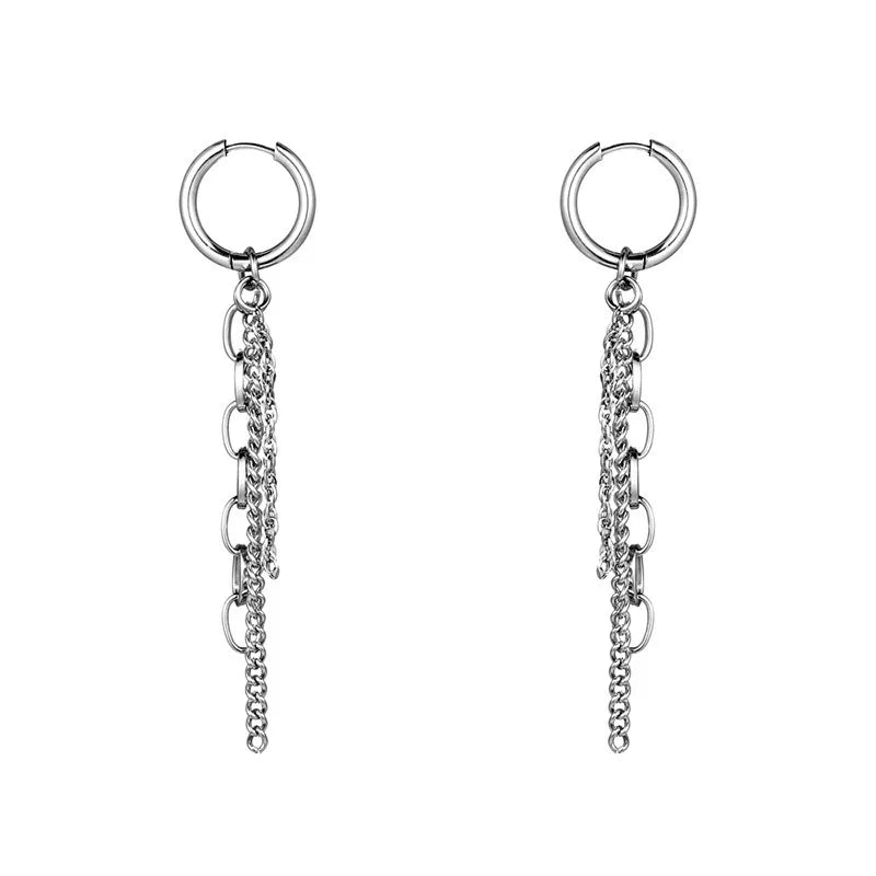 Fringed Chain Earrings — Stainless Steel