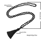 8mm Black Onyx 108 Mala Bead Necklace for Meditation Yoga Prayer Jewelry for Men and Women