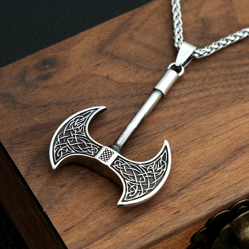 Viking Axe Celtic Knot Pendant — Stainless