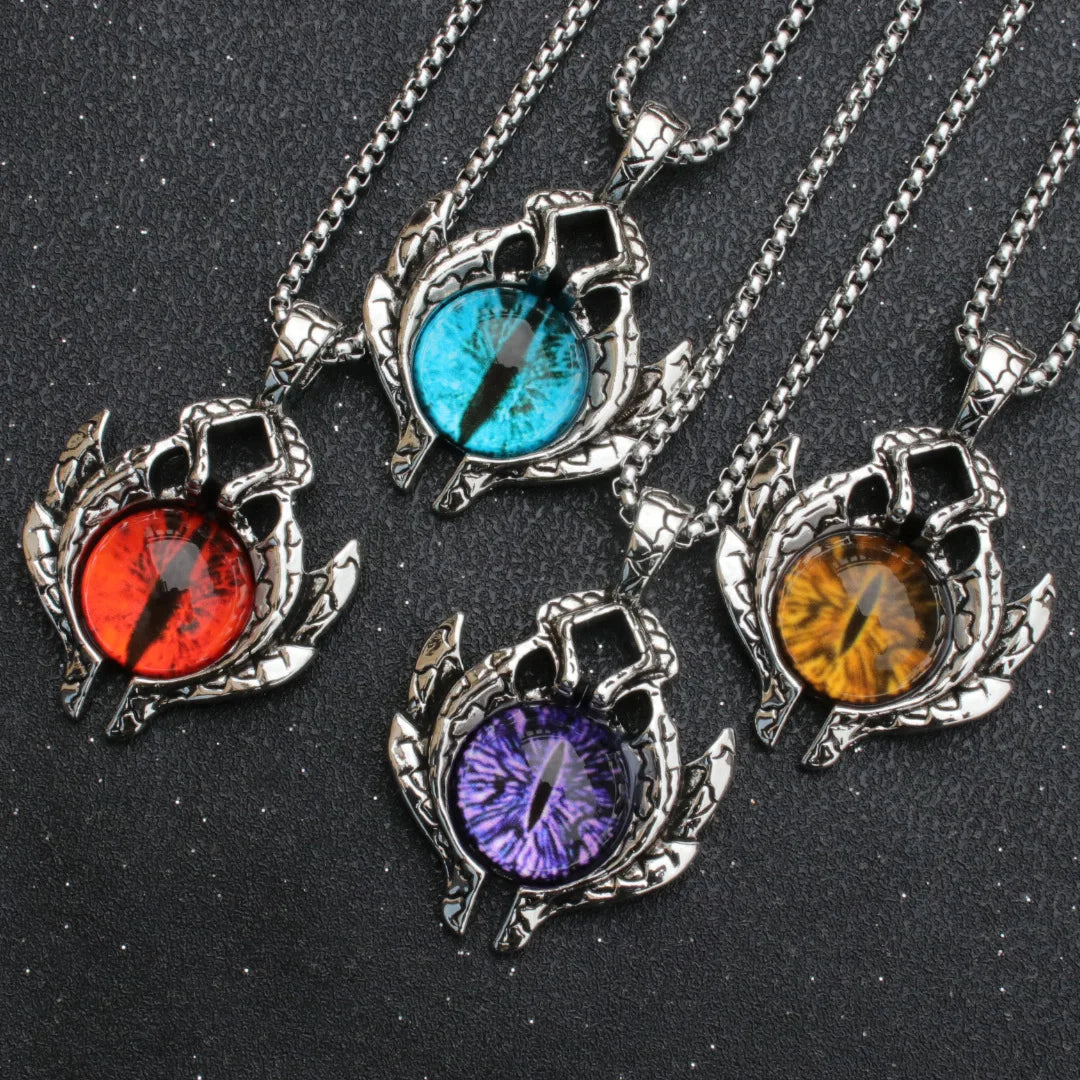 Stainless Steel Evil Eye Skull Pendant Necklace