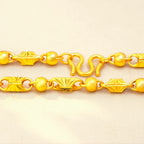 Rice Pattern Carved Necklace Men's 24K Gold AU999 - Thick gold chain for men, striking look for business banquets