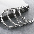 Retro Men Open Bangle for Man Stainless Steel Men's Braided Chain Style Cuff Bracelets Cool Birthday Jewelry Gifts for