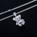 Iced Out Teddy Bear Pendant — 925 Silver