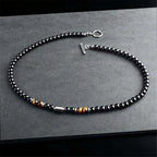 Tiger Eye Beaded Necklace — Stainless Steel