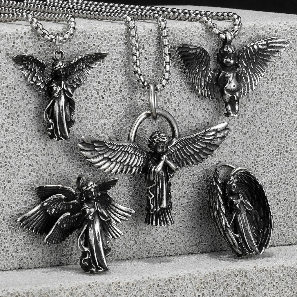Angel Wing Pendant Necklace — Stainless Steel