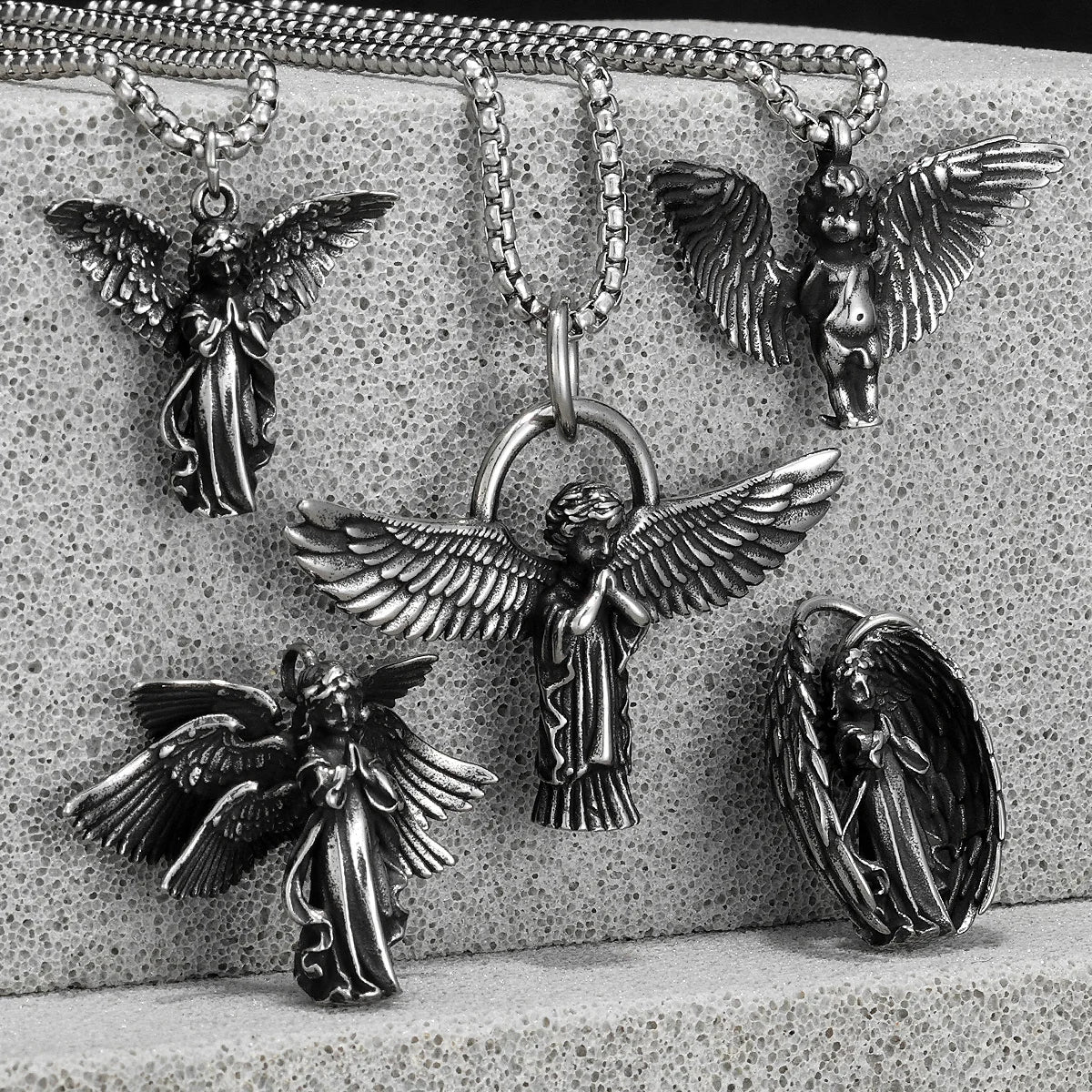 Angel Wing Pendant Necklace — Stainless Steel