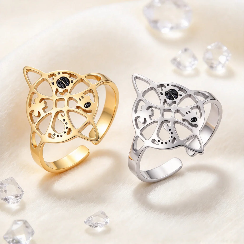 Witch Knot Hollow Adjustable Ring — Stainless Steel Band