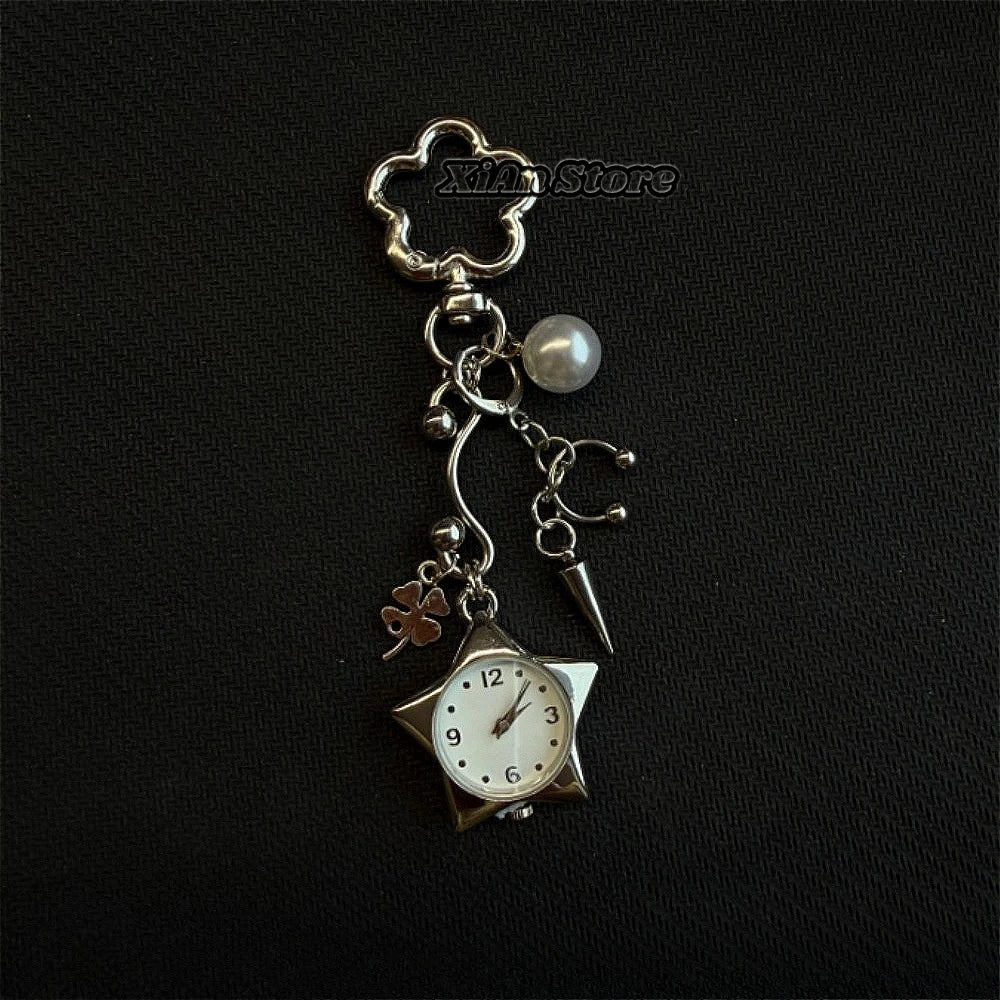 Original Hollow Heart Pocket Watch Chain keychain Design Steampunk Clock Vintage Necklace Pendant Jewelry Watch Men