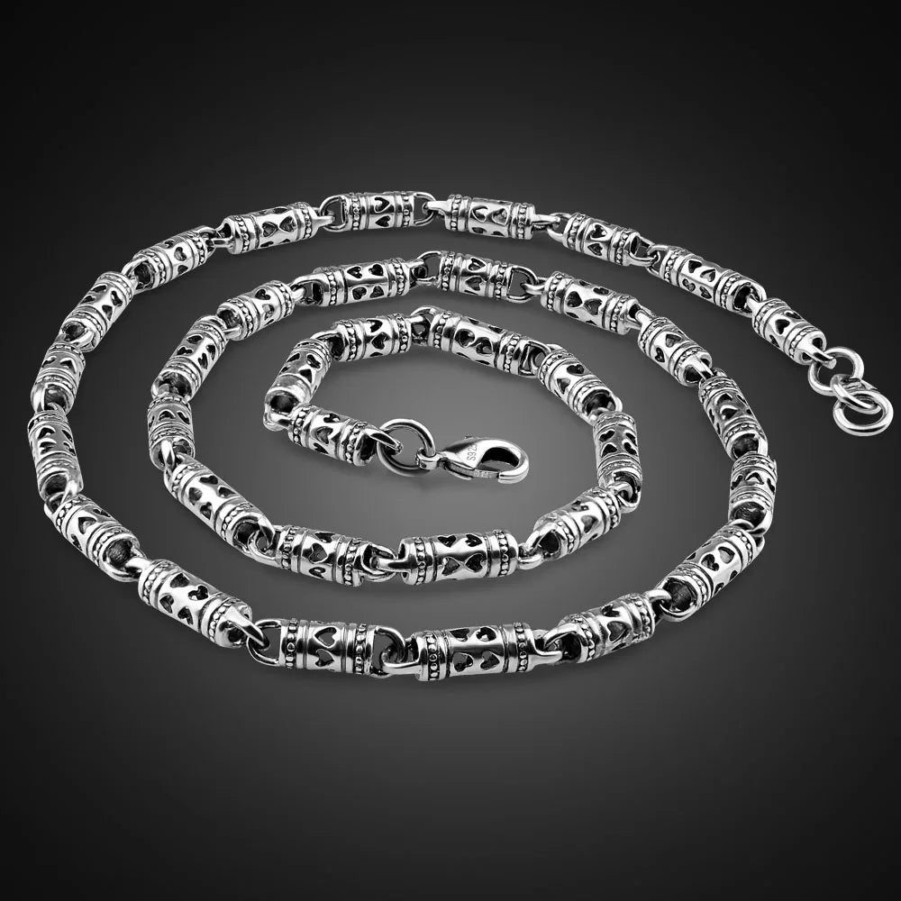 925 Sterling Silver Men's Pendant Necklace Hip-Hop Punk 24-Inch Chain Fashion Jewelry for Men And Boys Retro Thai Style