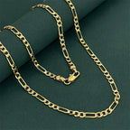 Luxury 24K 9999 Pure Gold real gold Men's and Women's 4MM 60cm 65cm 70cm Three-to-One Geometric Cuban Necklace