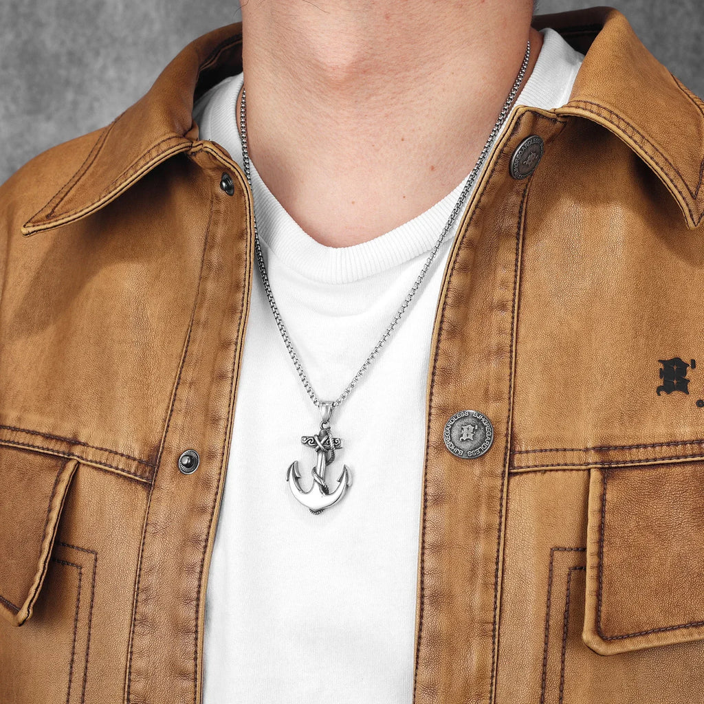 Pirate Anchor Pendant Necklace — Stainless Steel