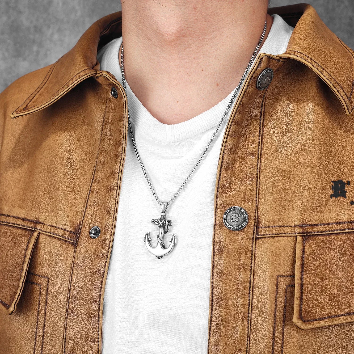 Pirate Anchor Pendant Necklace — Stainless Steel