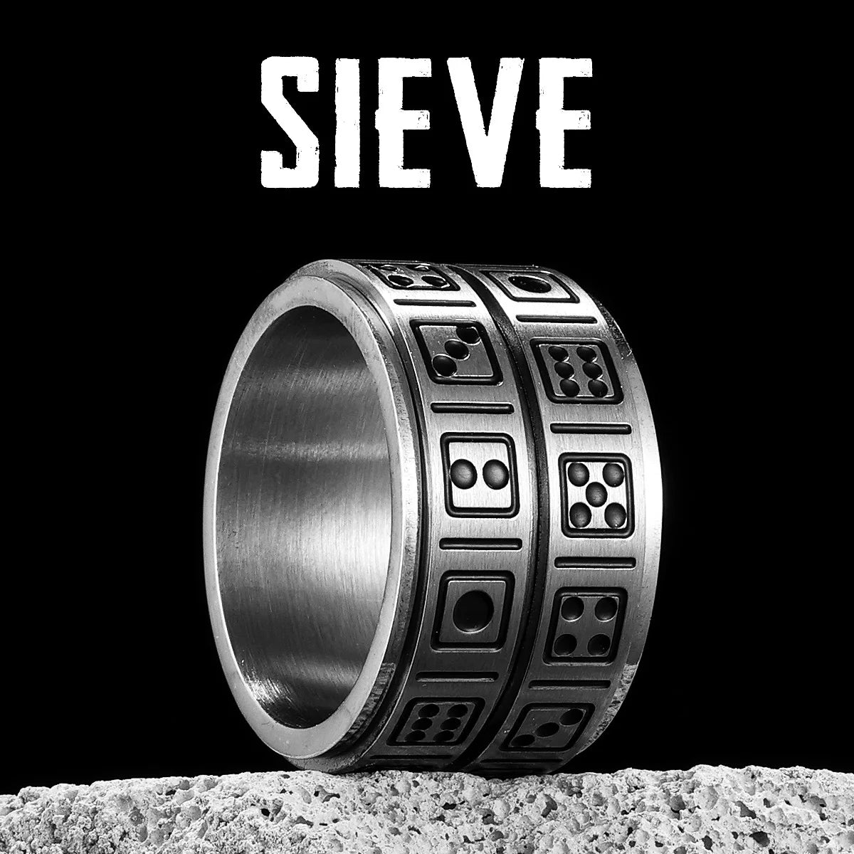 Fidget Sieve Ring — Stainless Steel