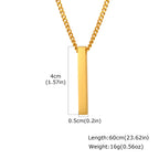 Hiphop Vertical Necklace for Men Boys,Stainless Steel Long Bar Pendant,Classic Punk Jewelry Gift