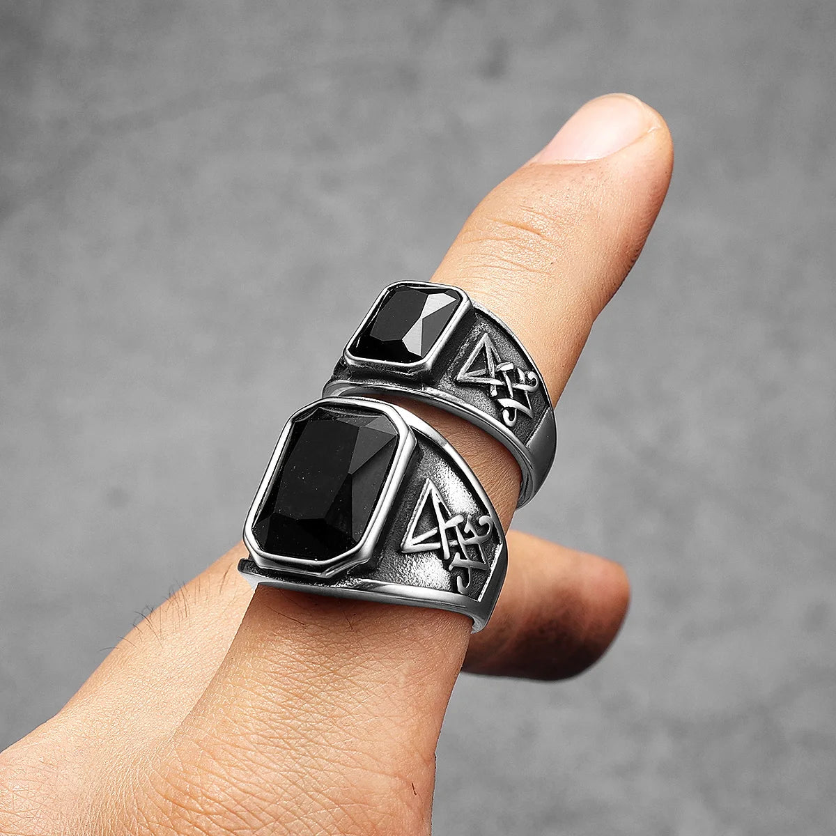 Lucifer Gemstone Ring — Stainless Steel