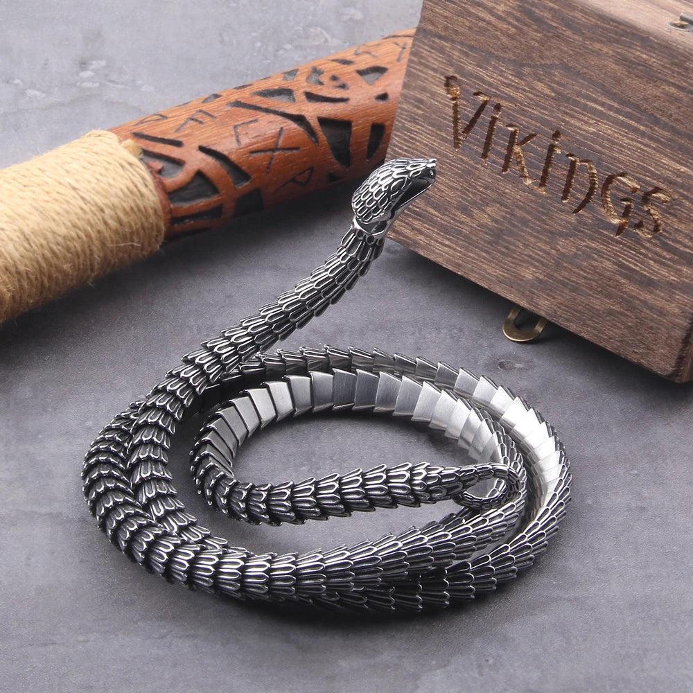 Viking snake vintage punk Necklace for men never fade stainless steel fashion Jewelry hippop street culture