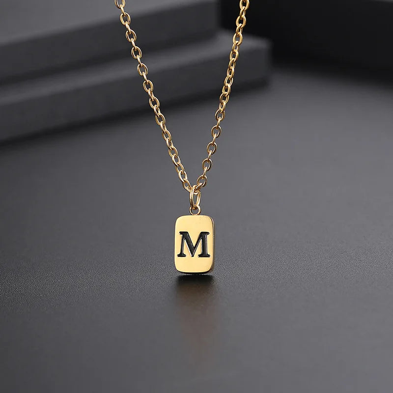 Letter Pendant Square Chain — Gold