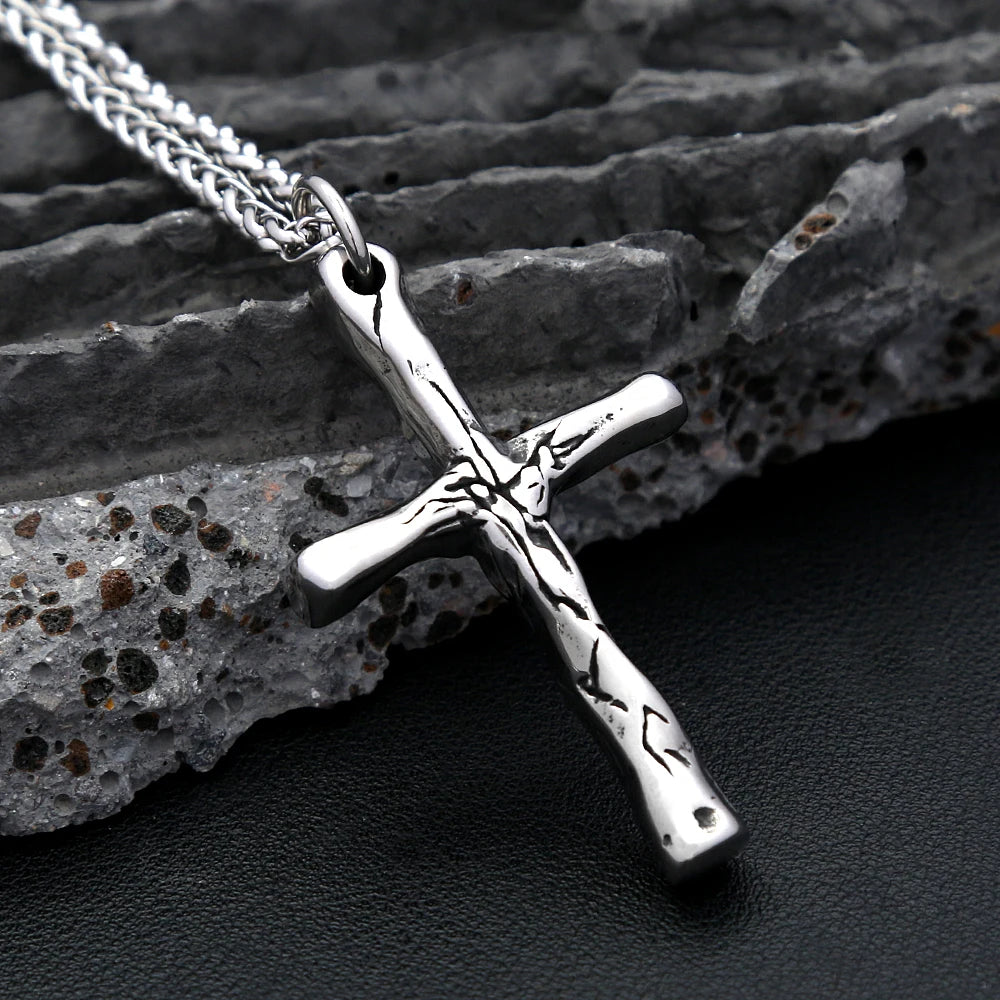 Fashion 316L Stainless Steel Christian Cross Necklace For Men Women Hip Hop Cool Religious Charm Pendant Punk Jewelry