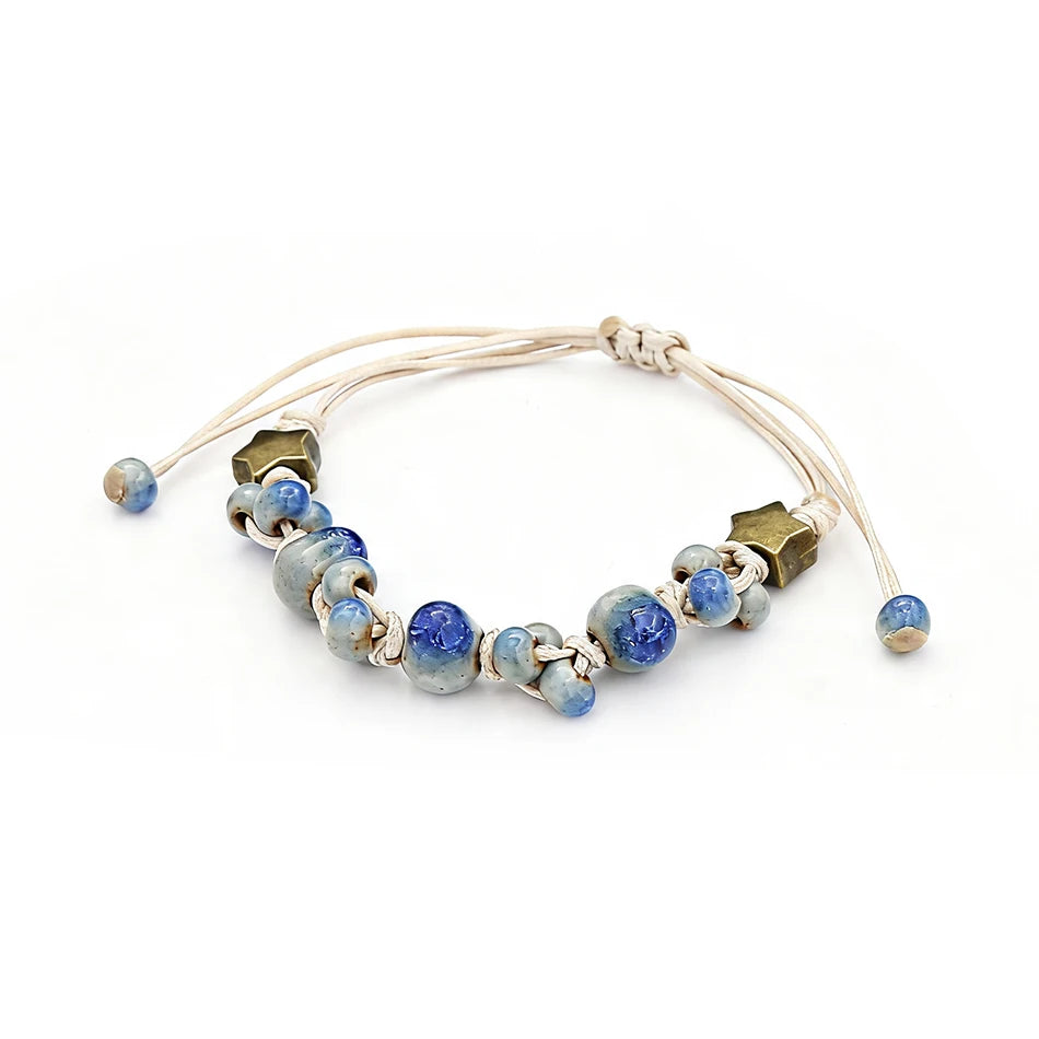 Rope Ceramic Bead Bracelet — Stainless Steel