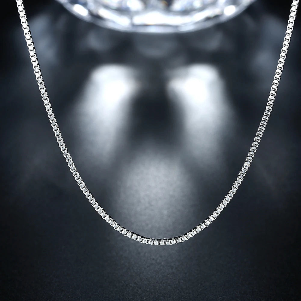 10pcs 16-24inch 925 Sterling Silver fashion 1MM Box chain for women Men necklace Charms wedding party jewelry Christmas gifts